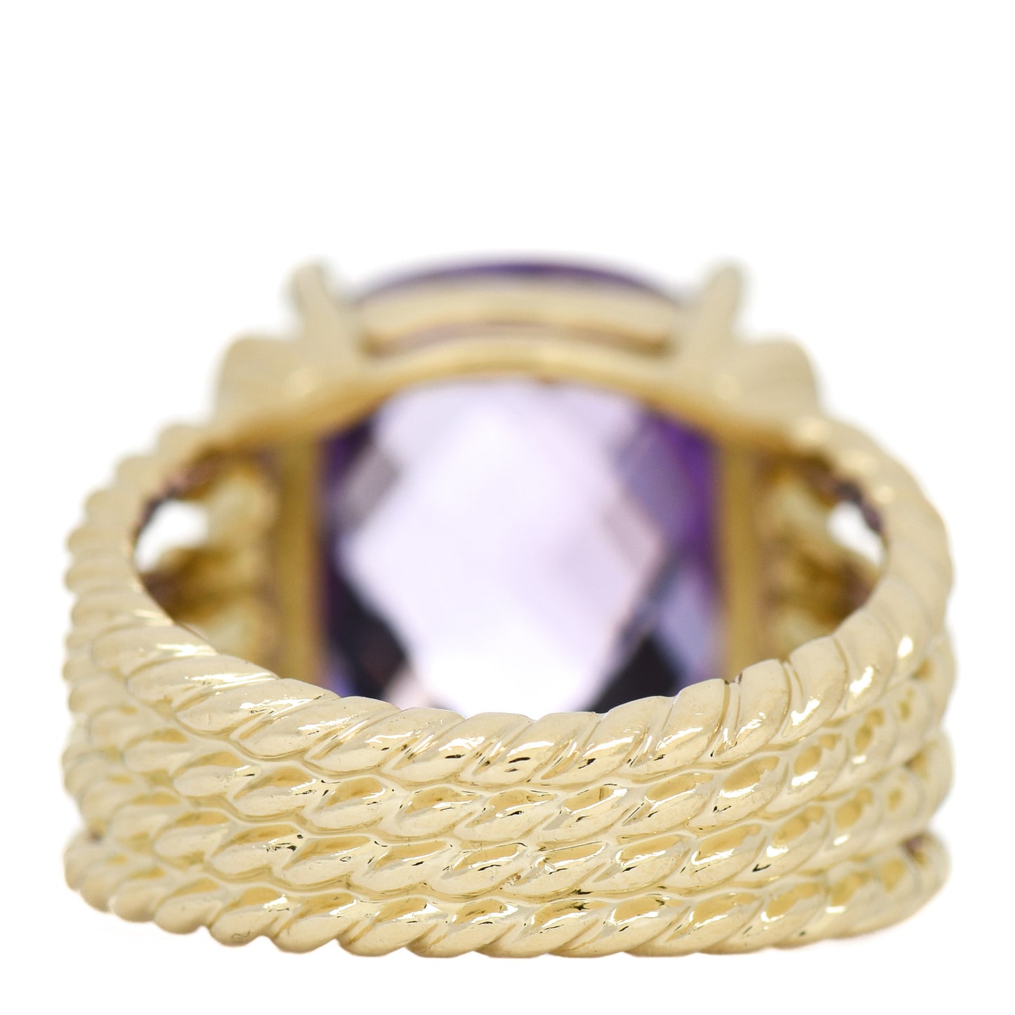 18K Yellow Gold Diamond Amethyst 16mm Wheaton Ring 54 6.75