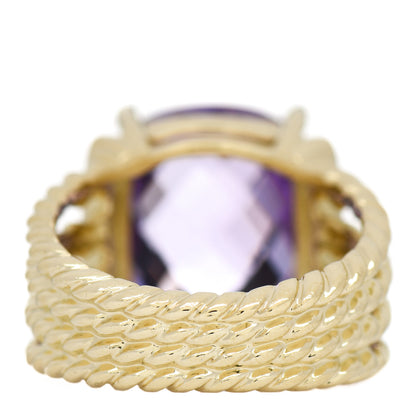 David Yurman 18K Yellow Gold Diamond Amethyst 16mm Wheaton Ring 54 6.75 3 of 4