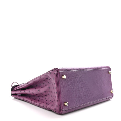 Hermes Ostrich Kelly Retourne 32 Violine 4 of 11