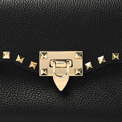 Valentino Garavani Pebbled Calfskin Medium Rockstud Flip Lock Crossbody Bag Black 7 of 9