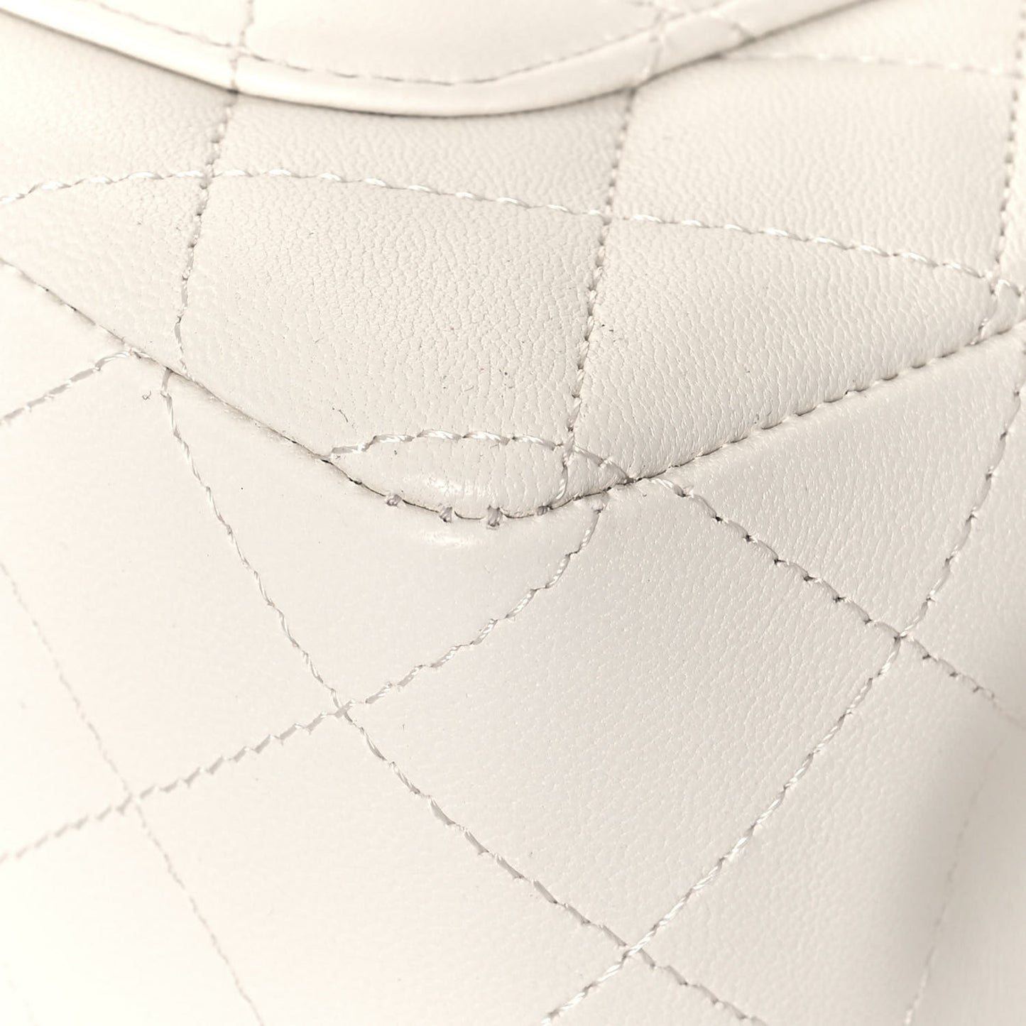 Lambskin Quilted Mini Rectangular Flap White Black