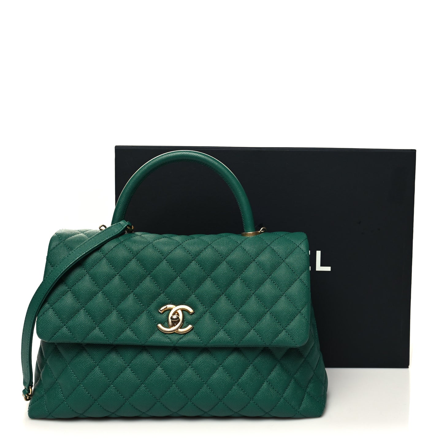 Caviar Quilted Medium Coco Handle Flap Green
