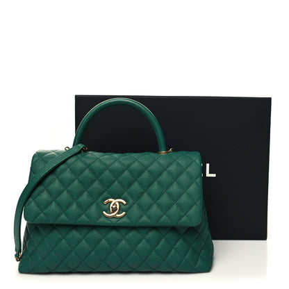 Chanel Caviar Quilted Medium Coco Handle Flap Green 11 of 11