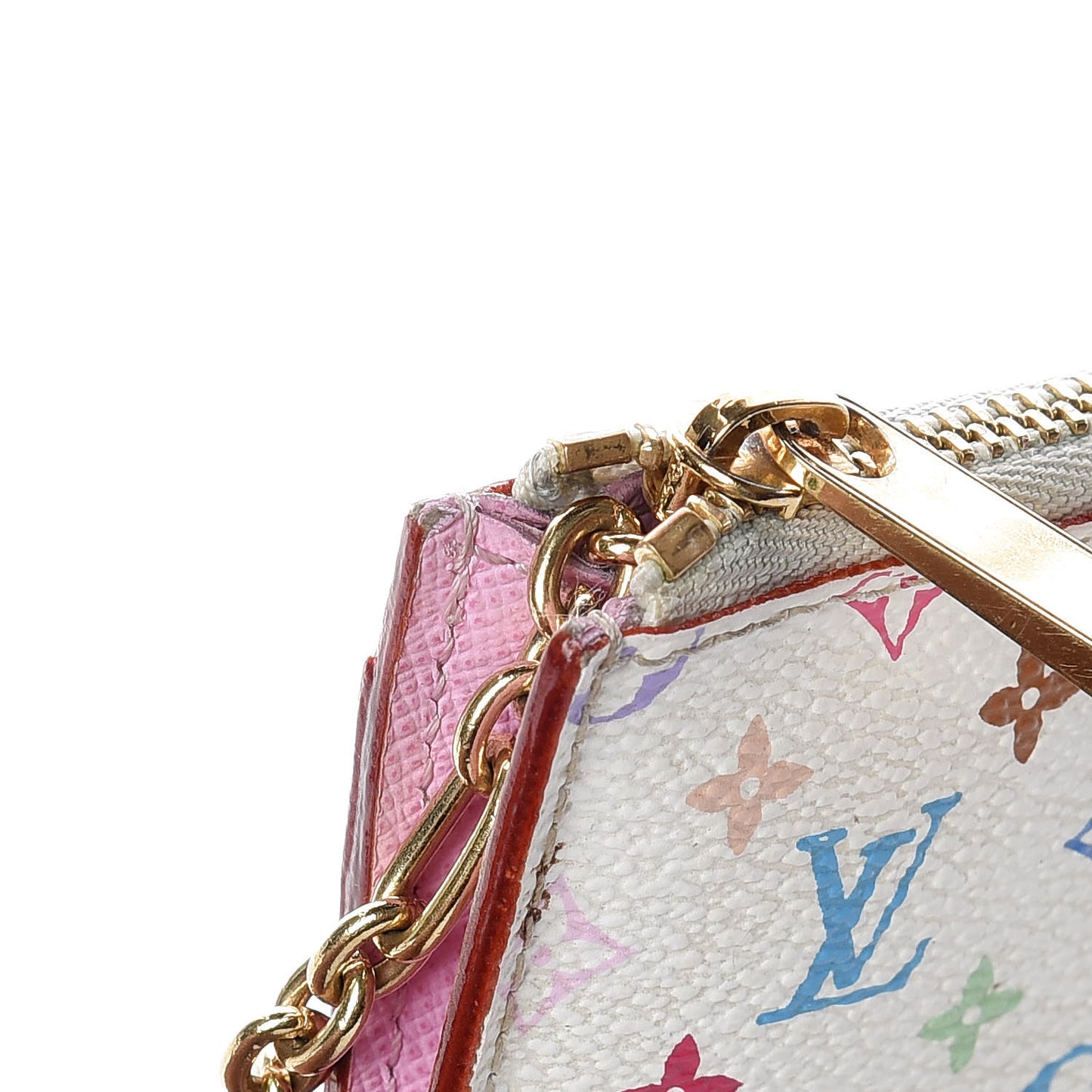 Monogram Multicolor Key Pouch White Litchi
