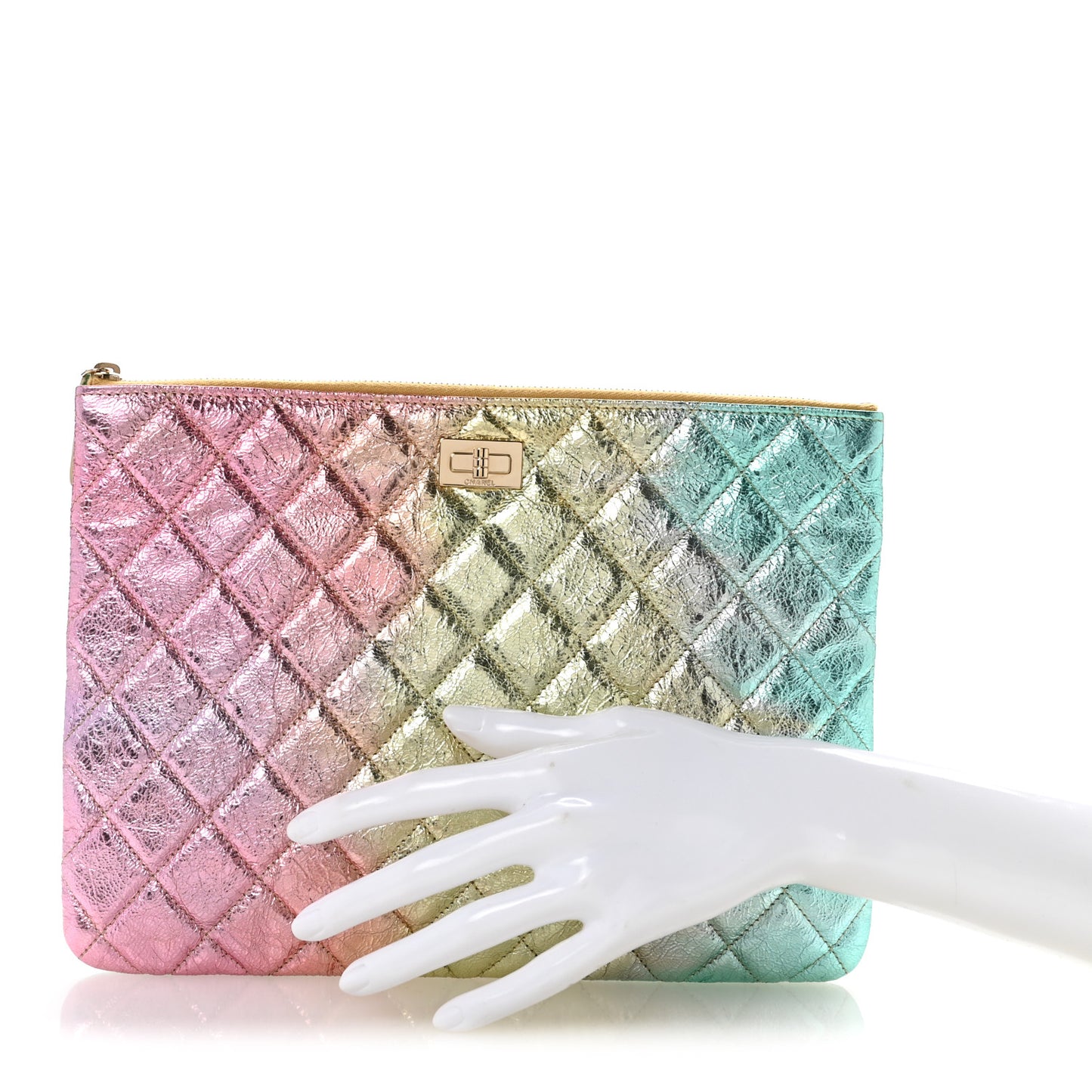Metallic Goatskin Quilted Medium 2.55 Reissue Cosmetic Case Multicolor