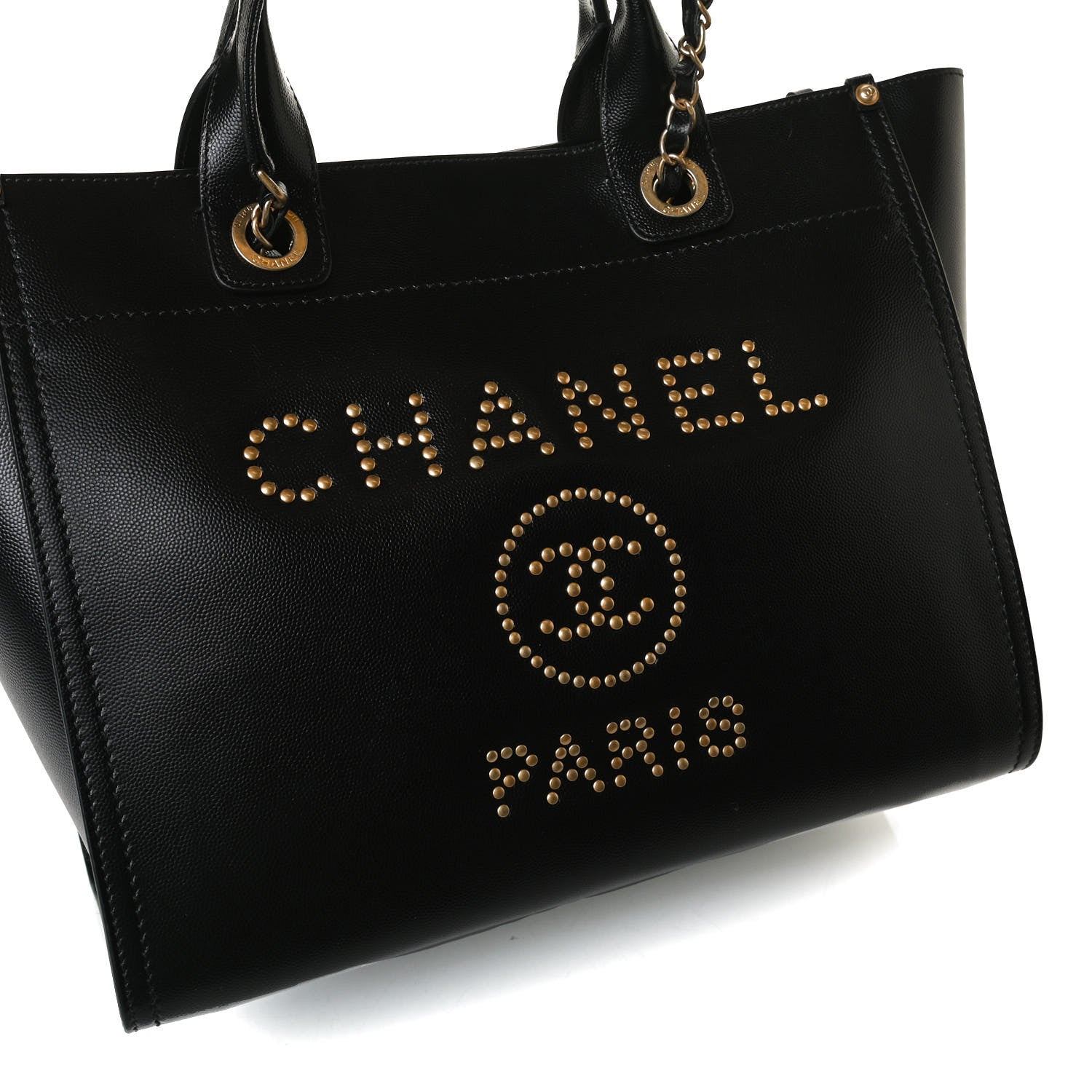 Chanel Caviar Small Studded Deauville Tote Black 11 of 16