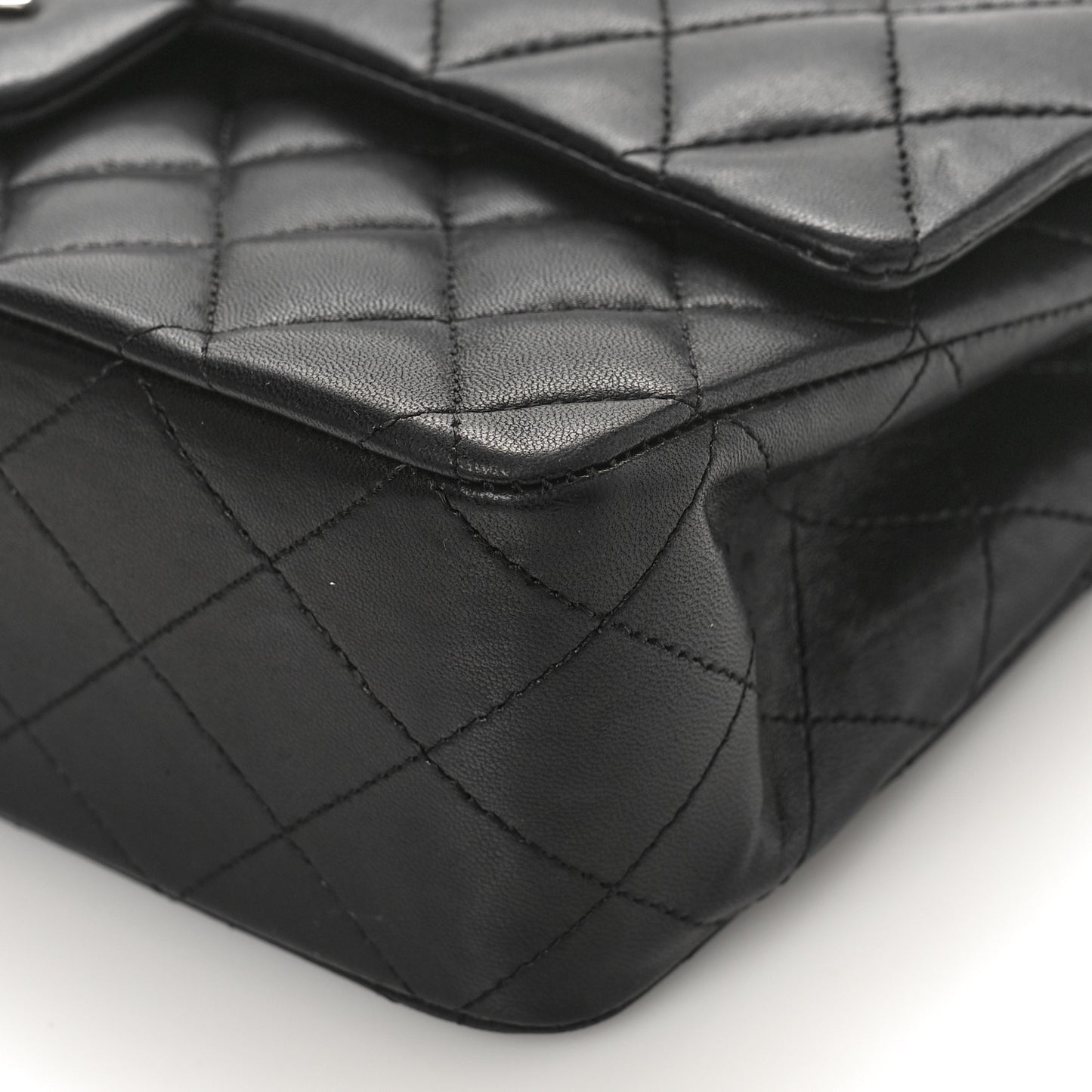 Lambskin Quilted Medium Double Flap Black