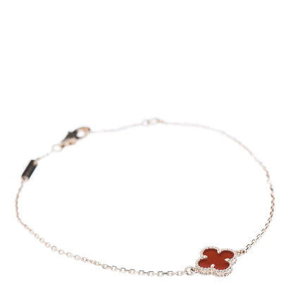 Van Cleef & Arpels 18K Rose Gold Carnelian Sweet Alhambra Bracelet 1 of 7