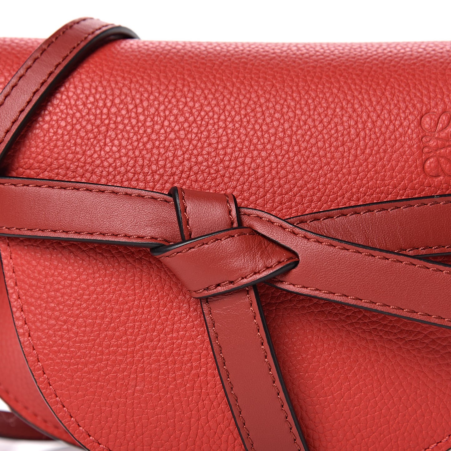 Grained Calfskin Mini Gate Crossbody Bag Scarlet Burnt Red