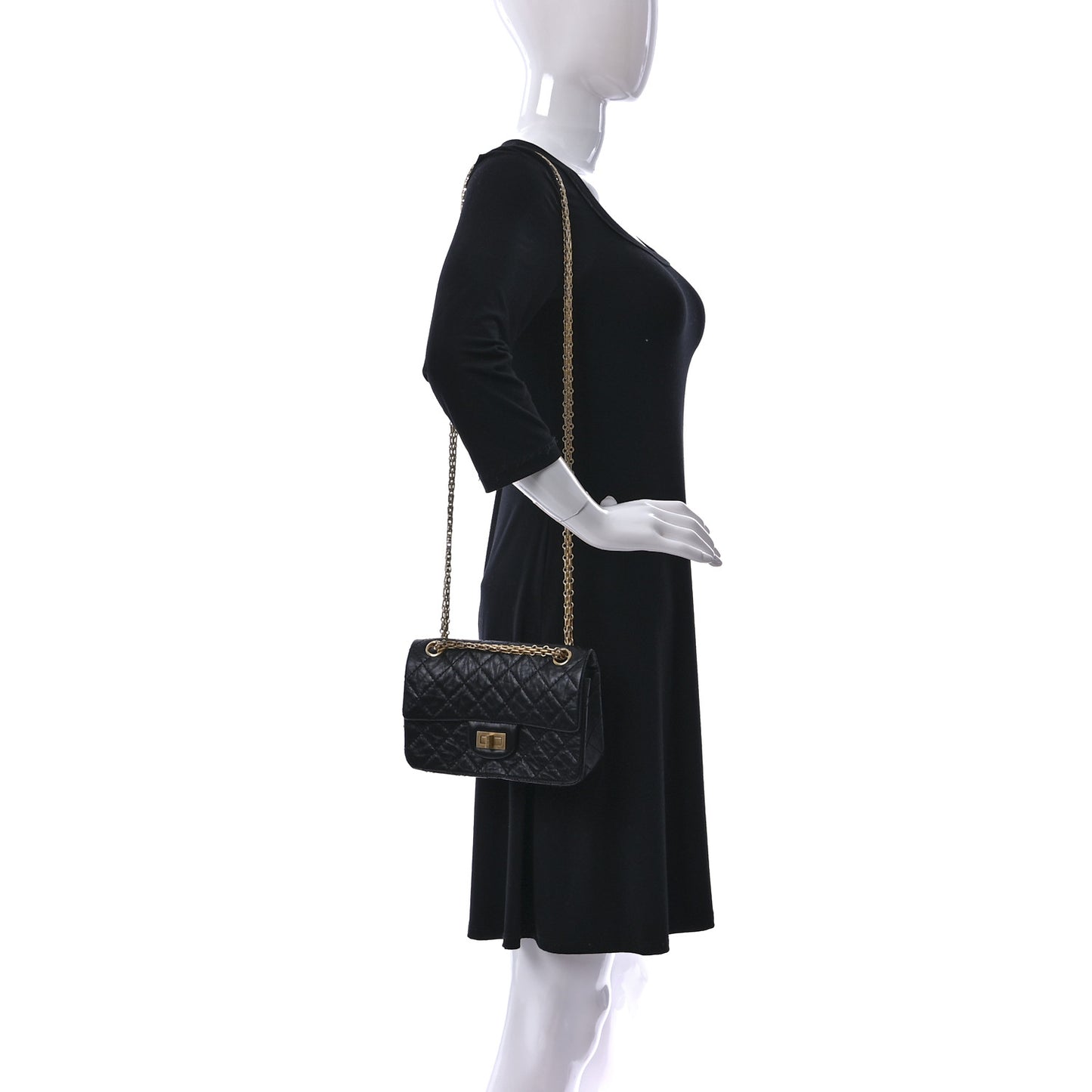 Aged Calfskin Quilted 2.55 Reissue Mini Flap Black