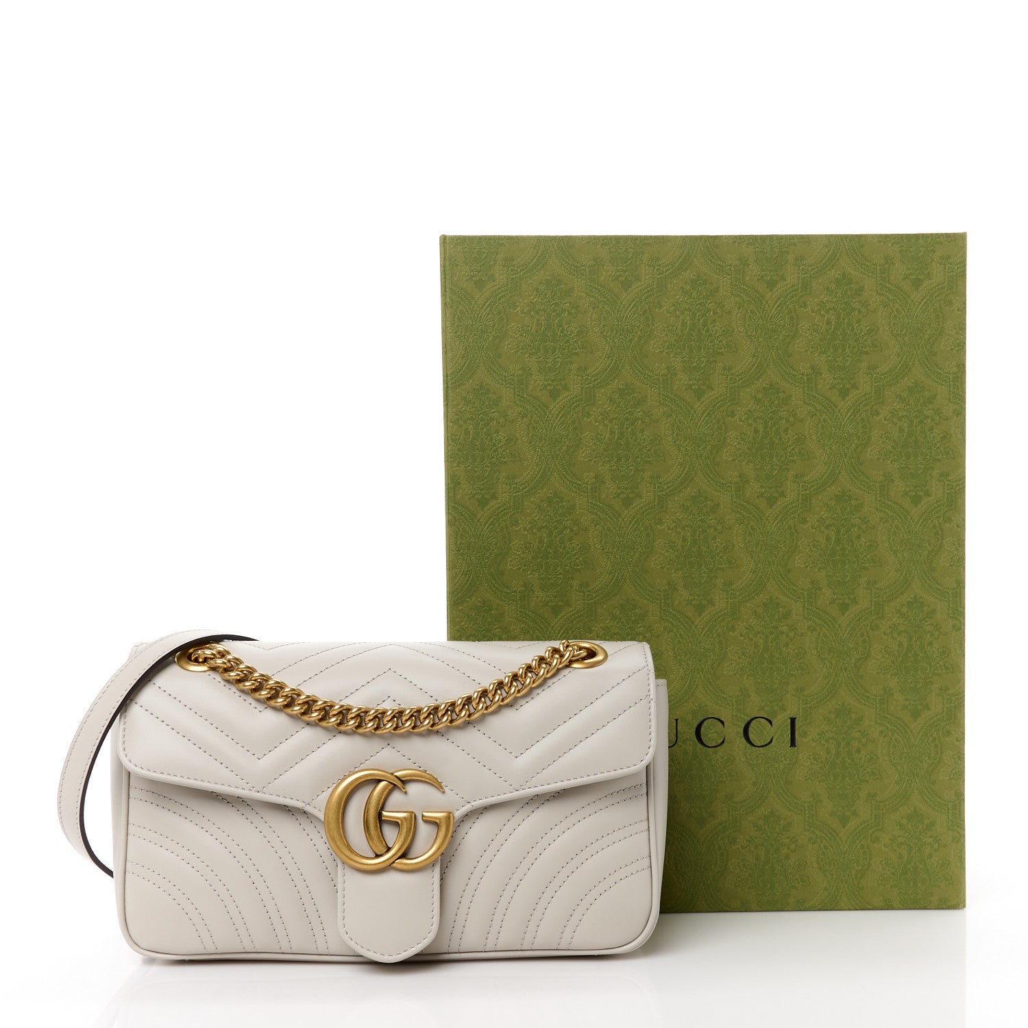 Gucci Calfskin Matelasse Small GG Marmont Shoulder Bag Light Grey 12 of 12