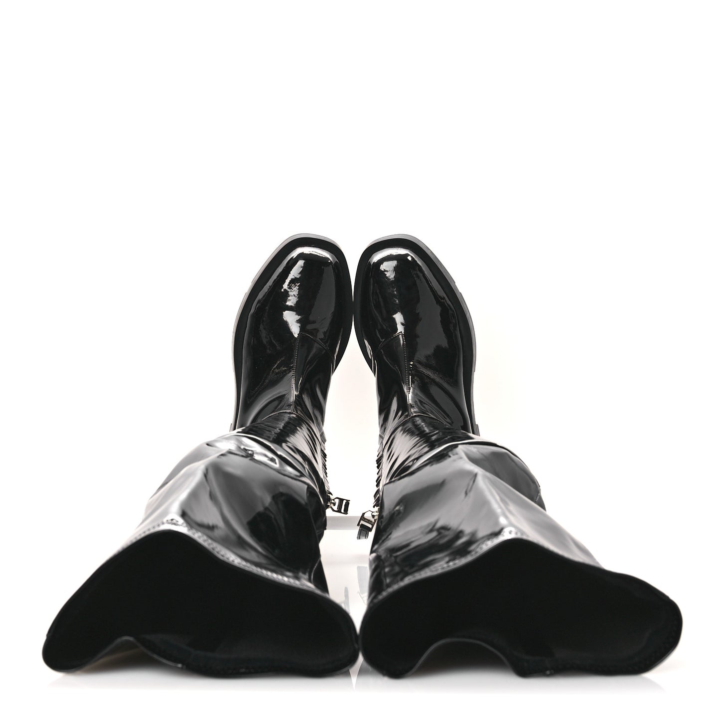 Patent Squared Over The Knee Flat Boots 36 Black