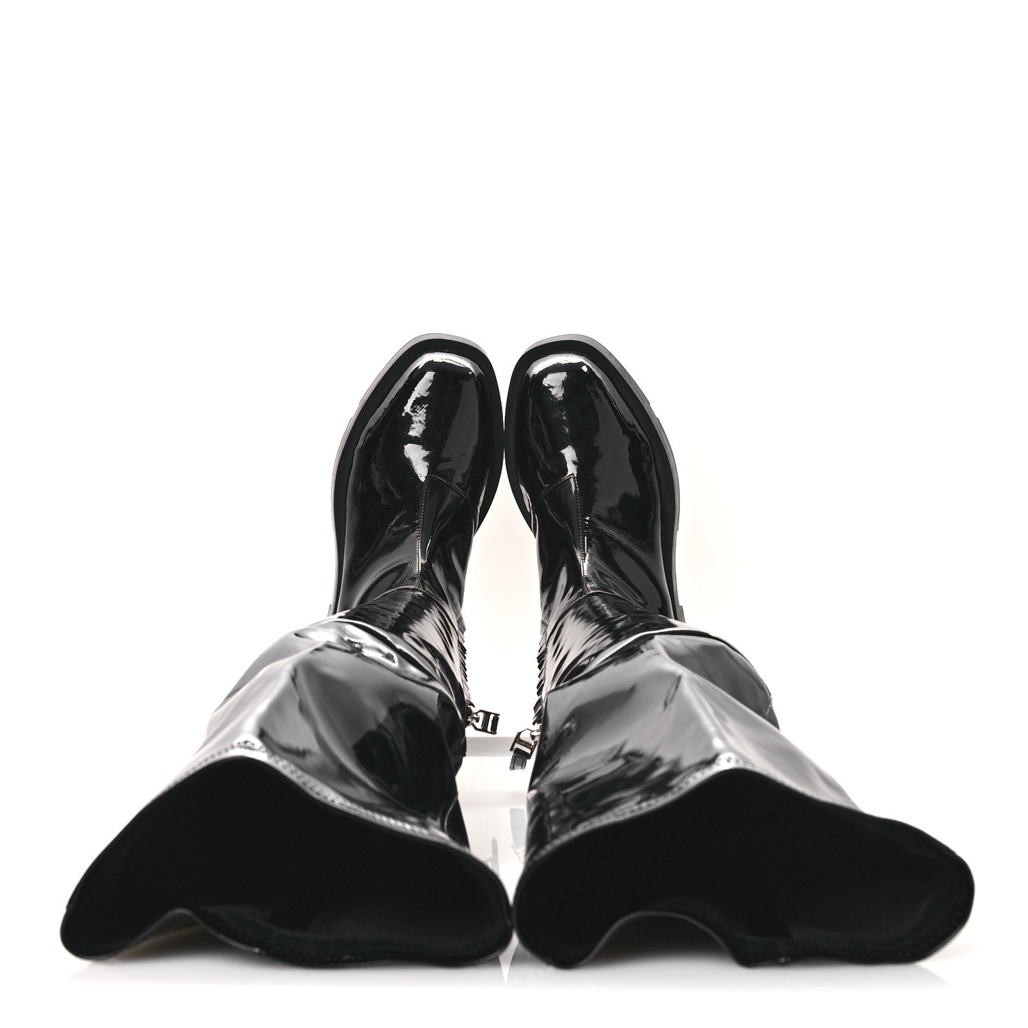 Givenchy Patent Squared Over The Knee Flat Boots 36 Black 2 of 11