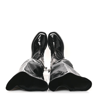 Givenchy Patent Squared Over The Knee Flat Boots 36 Black 2 of 11