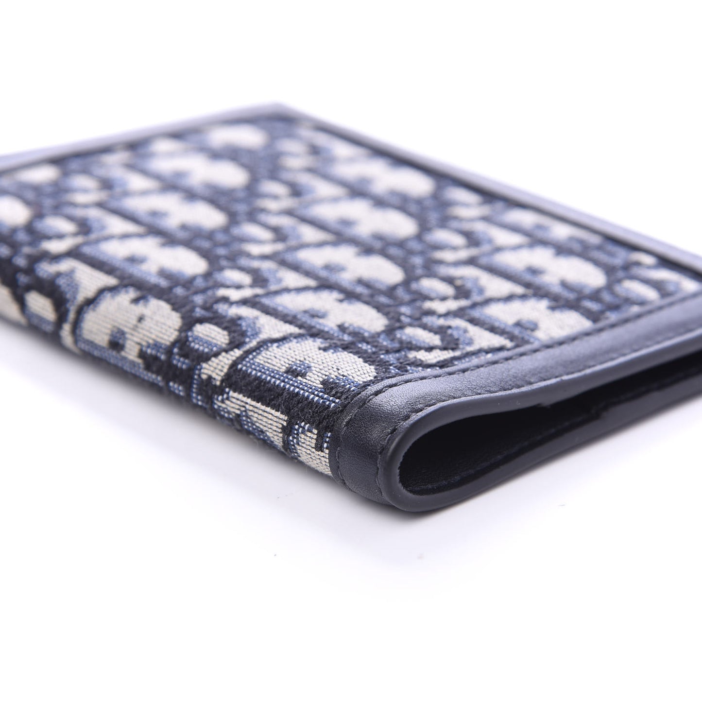 Calfskin Oblique Passport Holder Blue