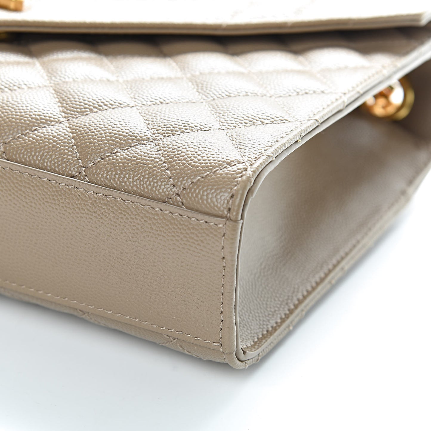Grain De Poudre Textured Mixed Matelasse Medium Triquilt Monogram Satchel Taupe