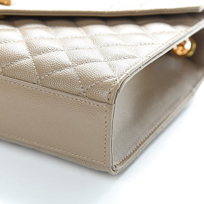 Saint Laurent Grain De Poudre Textured Mixed Matelasse Medium Triquilt Monogram Satchel Taupe 9 of 11