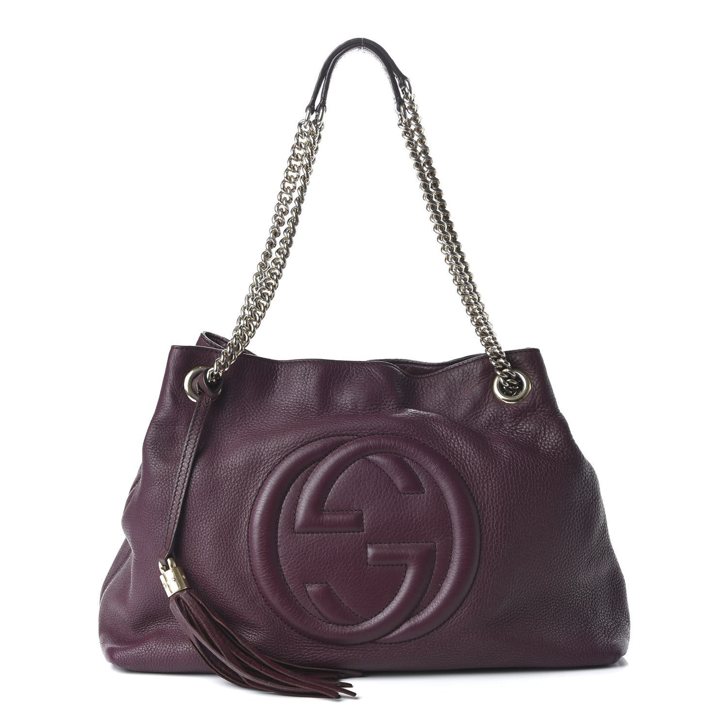 Pebbled Calfskin Medium Soho Chain Shoulder Bag Burgundy