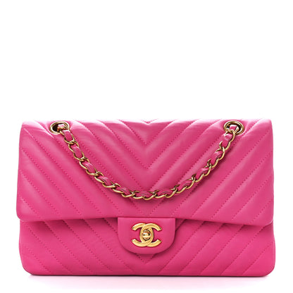 Chanel Lambskin Chevron Quilted Medium Double Flap Pink 1 of 11
