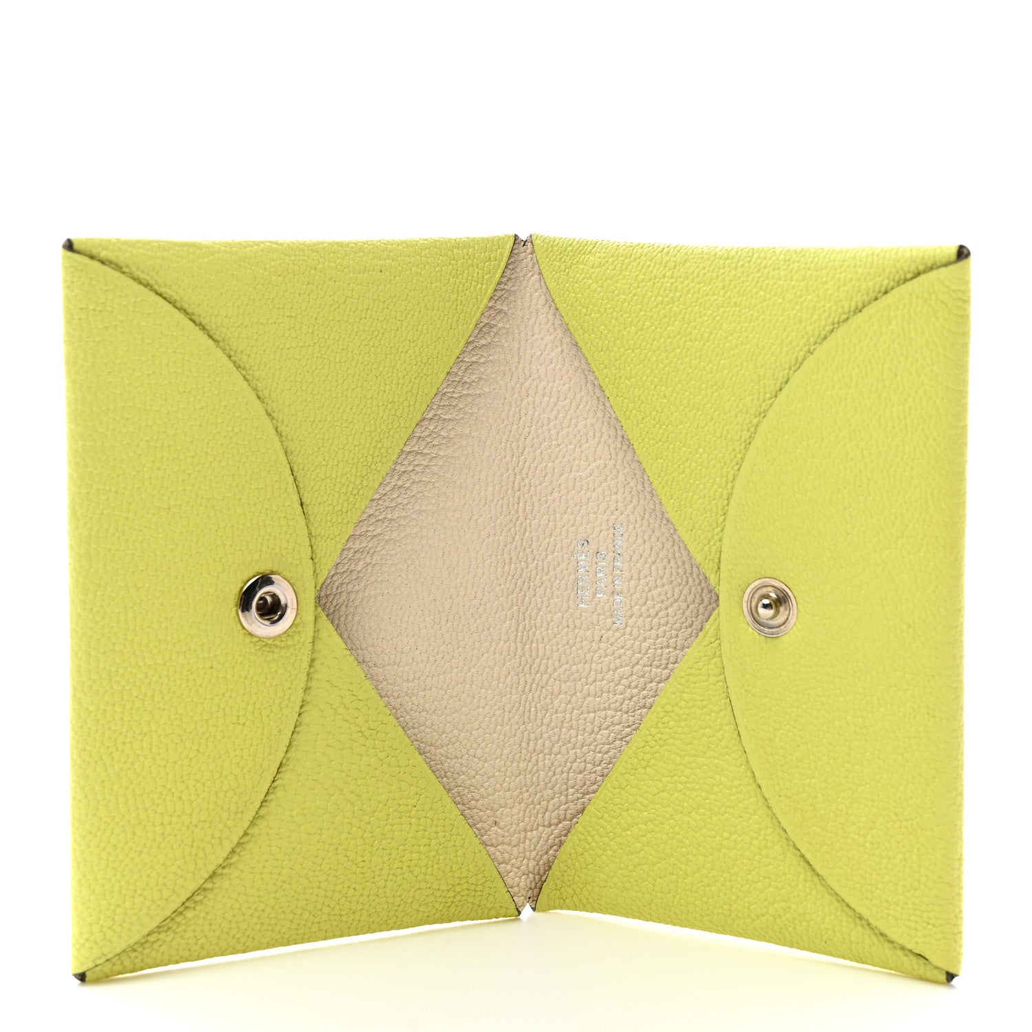 Hermes Chevre Mysore Verso Calvi Card Case Jaune Bourgeon Nata 5 of 8