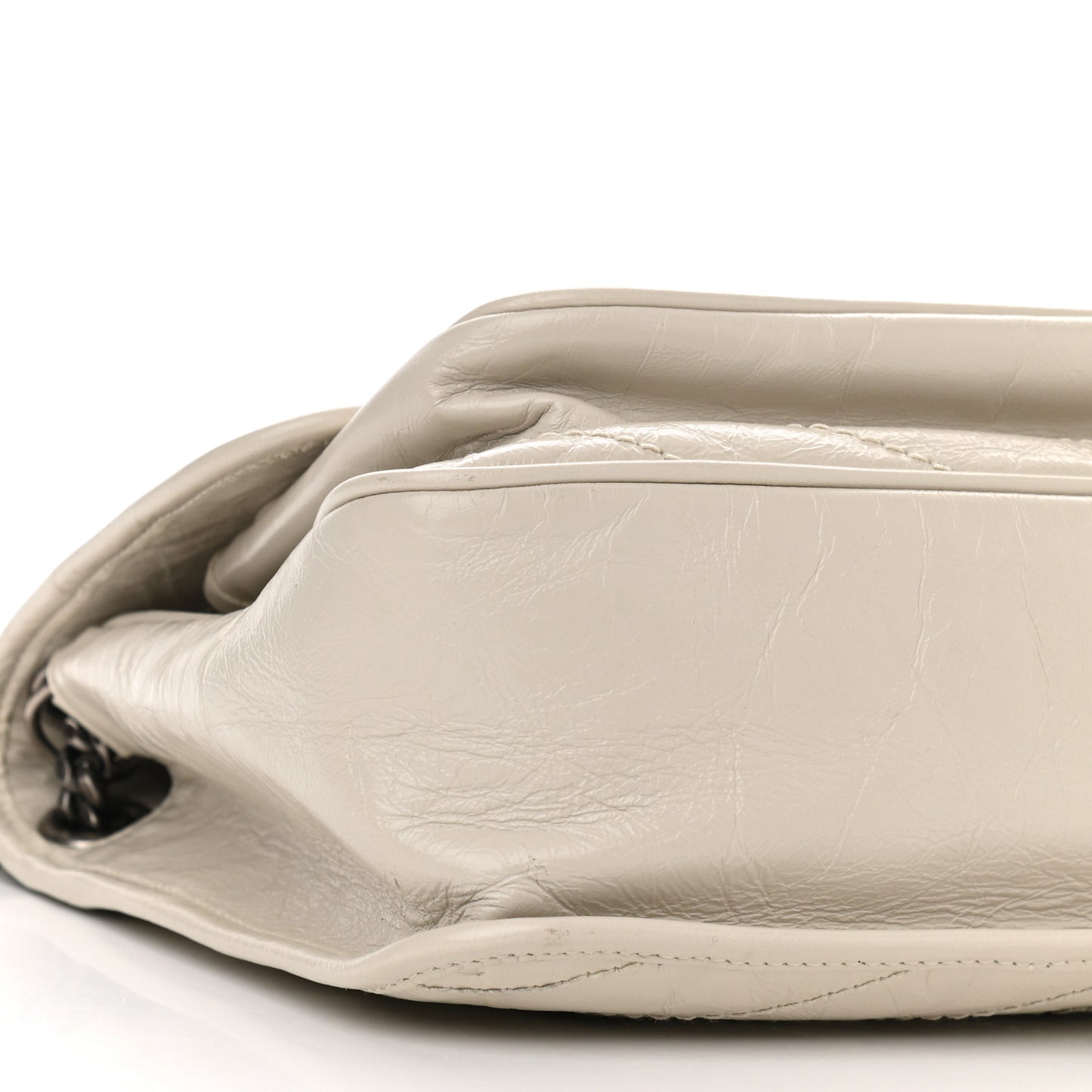Crinkled Calfskin Matelasse Monogram Medium Niki Chain Satchel Ivory