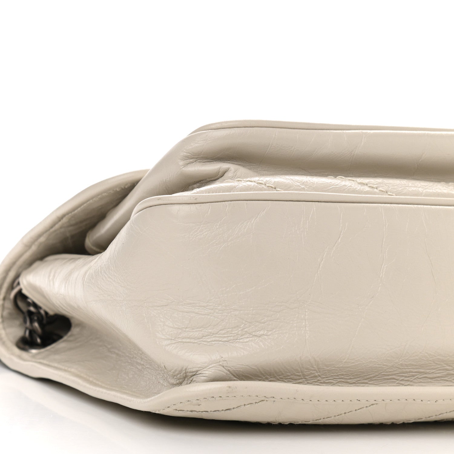 Saint Laurent Crinkled Calfskin Matelasse Monogram Medium Niki Chain Satchel Ivory 15 of 16