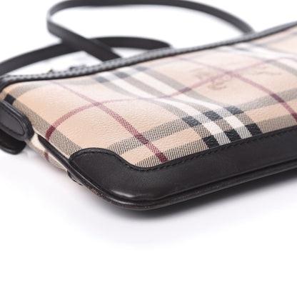 Burberry Haymarket Check Small Peyton Crossbody Clutch Bag Chocolate 7 of 8