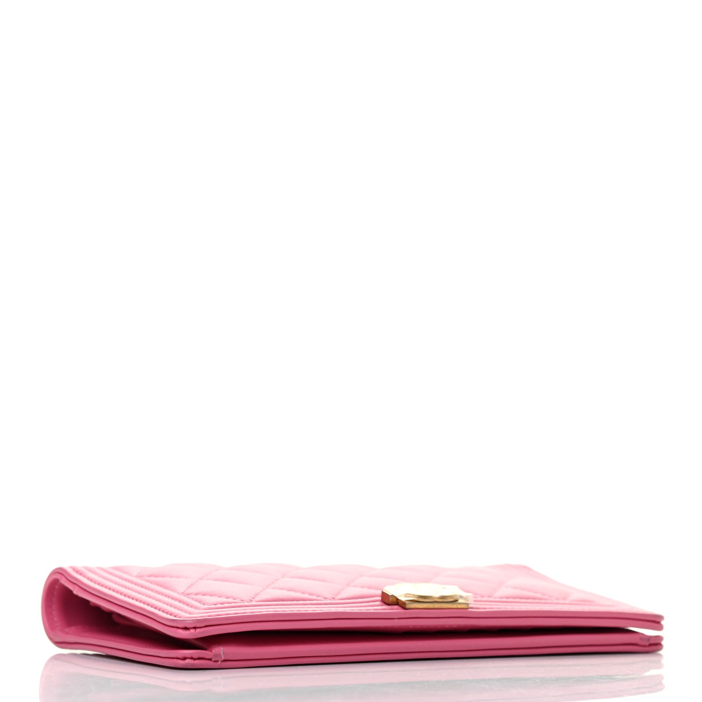 Lambskin Quilted Boy Yen Wallet Pink