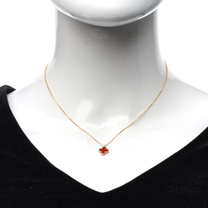Van Cleef & Arpels 18K Rose Gold Carnelian Sweet Alhambra Pendant Necklace 2 of 6