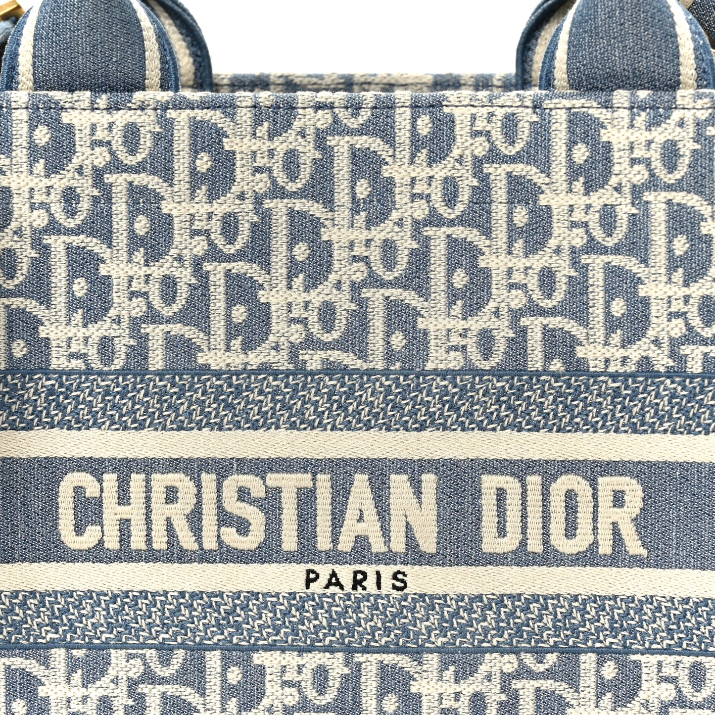 Oblique Chambray Calfskin Small Book Tote With Strap Blue Latte