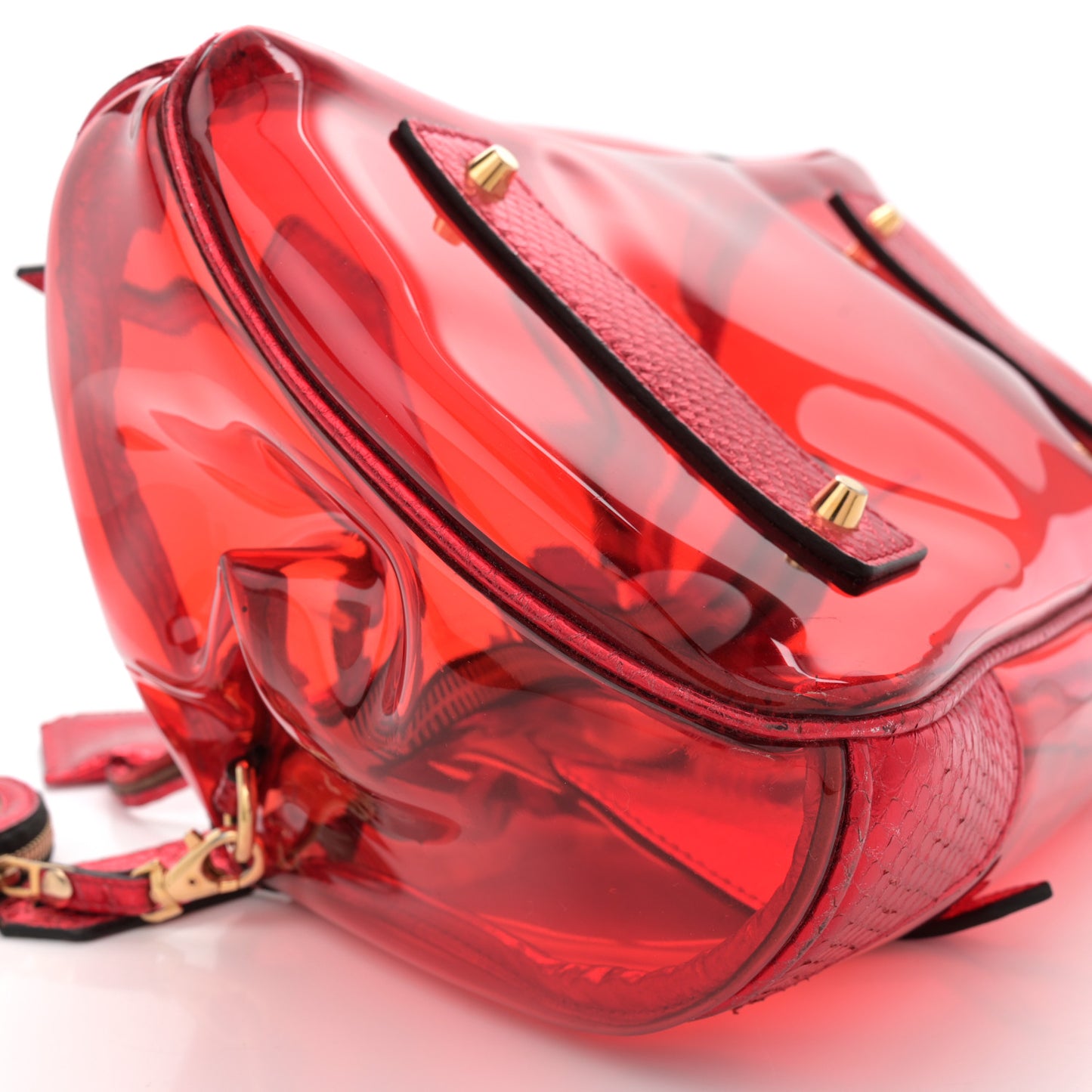 Vinyl Metallic Watersnake Blaze Satchel Red