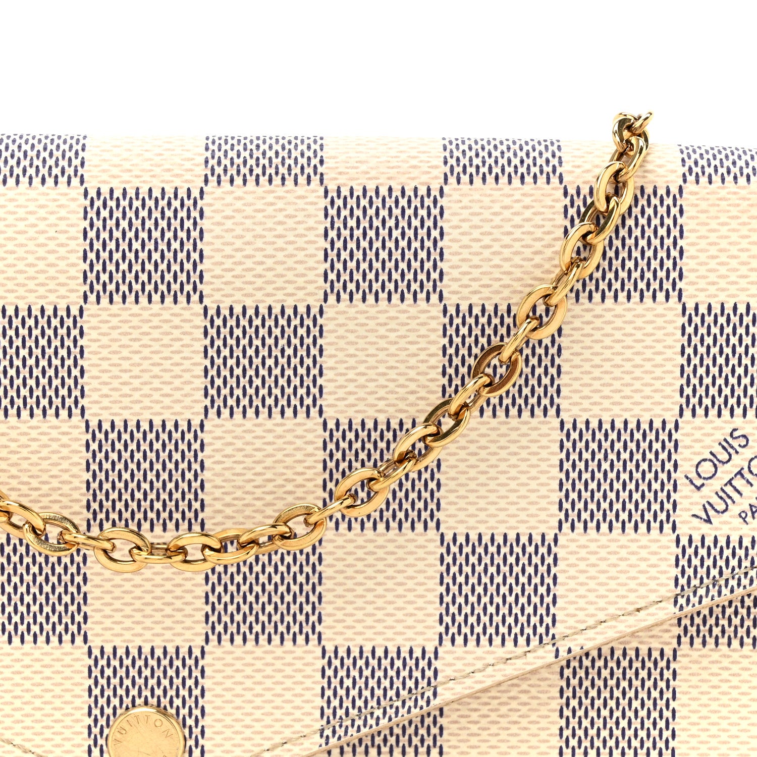 Louis Vuitton Damier Azur Pochette Felicie Chain Wallet Rose Ballerine 7 of 13