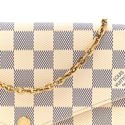 Louis Vuitton Damier Azur Pochette Felicie Chain Wallet Rose Ballerine 7 of 13