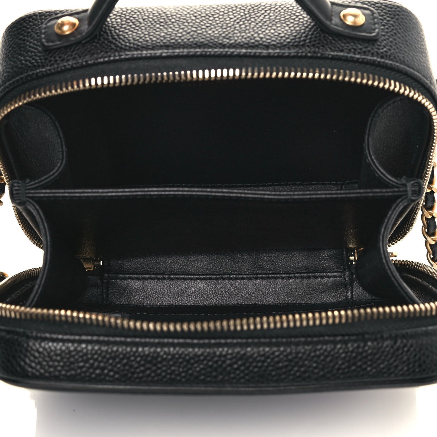 Caviar Quilted Small CC Filigree Vanity Case Black