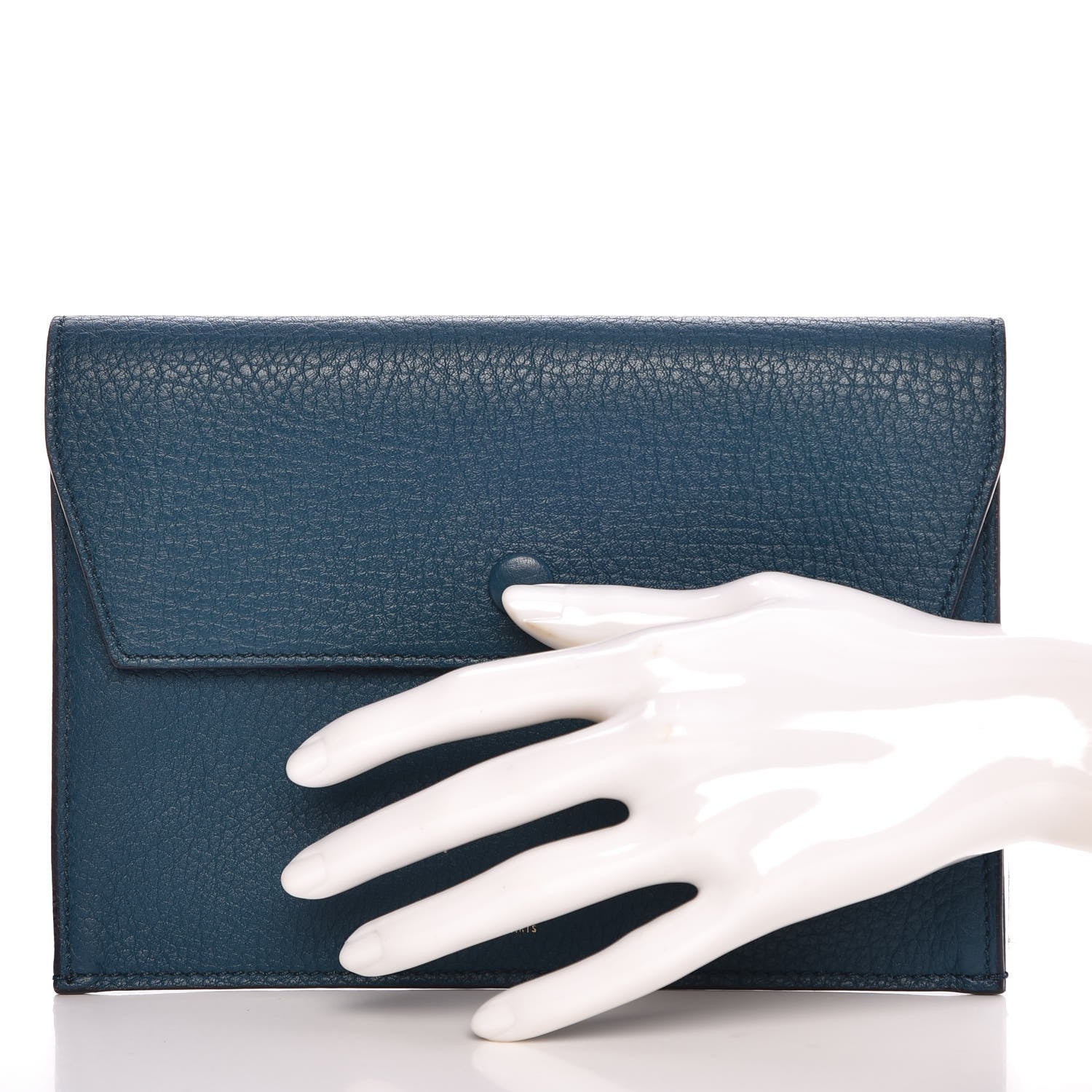 Celine Crisped Calfskin Tie Knot Companion Pouch Blue Denim 2 of 7