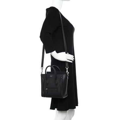 Celine Drummed Calfskin Nano Luggage Black 2 of 13