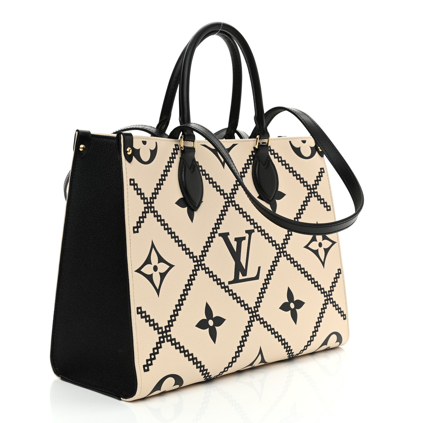 Empreinte Monogram Giant Broderies Onthego MM Cream Black