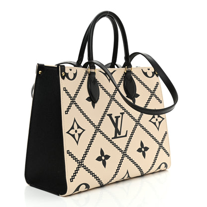 Louis Vuitton Empreinte Monogram Giant Broderies Onthego MM Cream Black 3 of 8