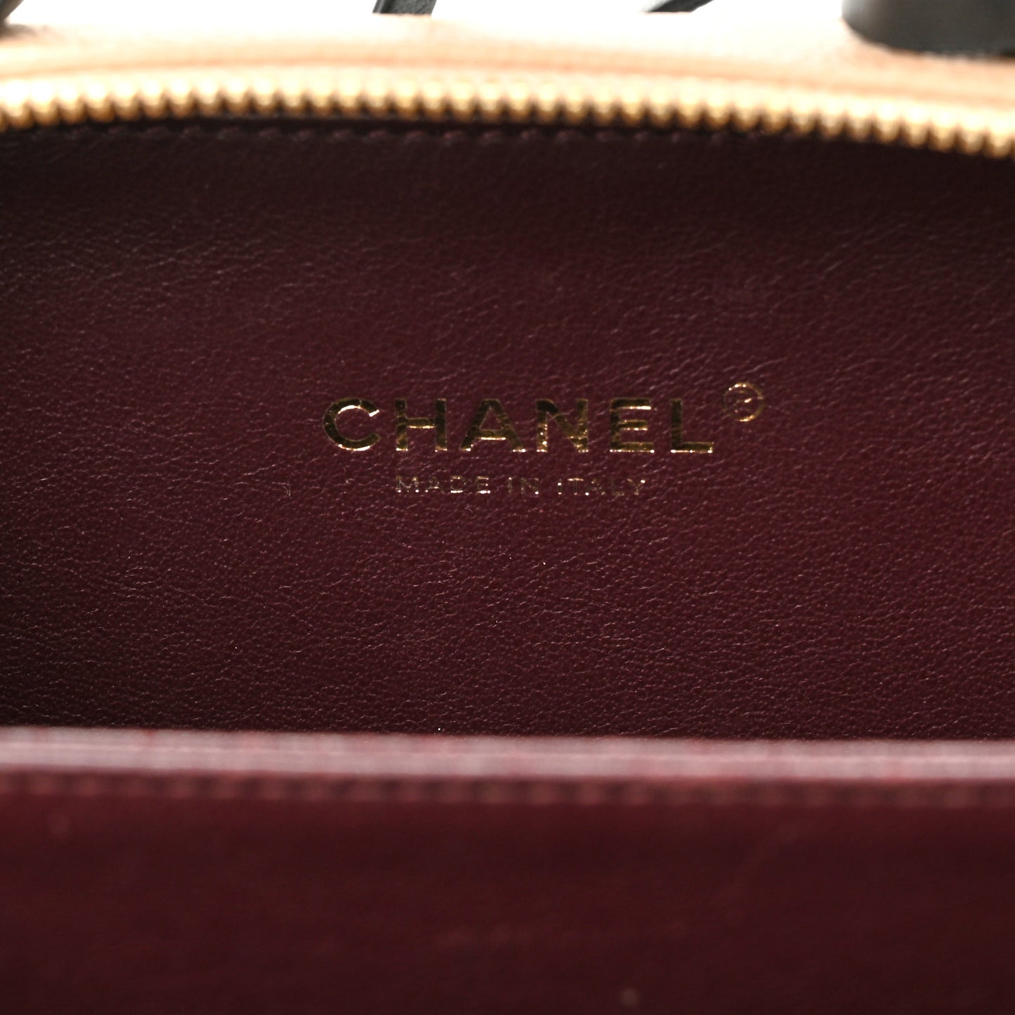 Caviar Quilted Small CC Filigree Vanity Case Beige Black