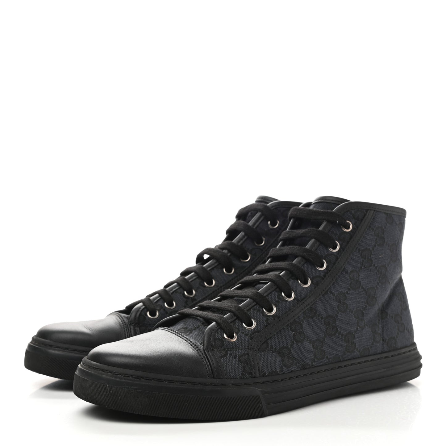 Monogram Mens High Top Sneakers 8 Black