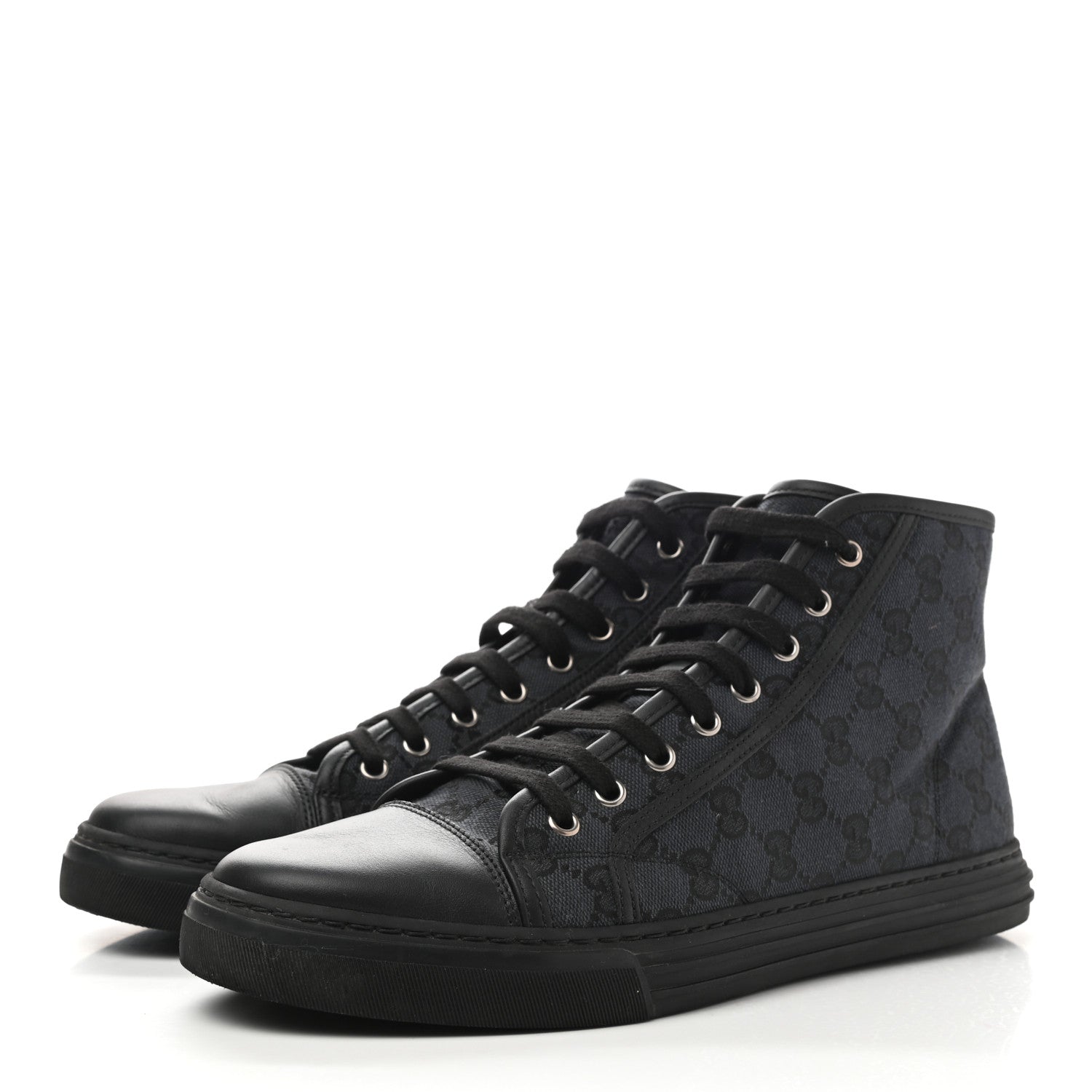 Gucci Monogram Mens High Top Sneakers 8 Black 3 of 9