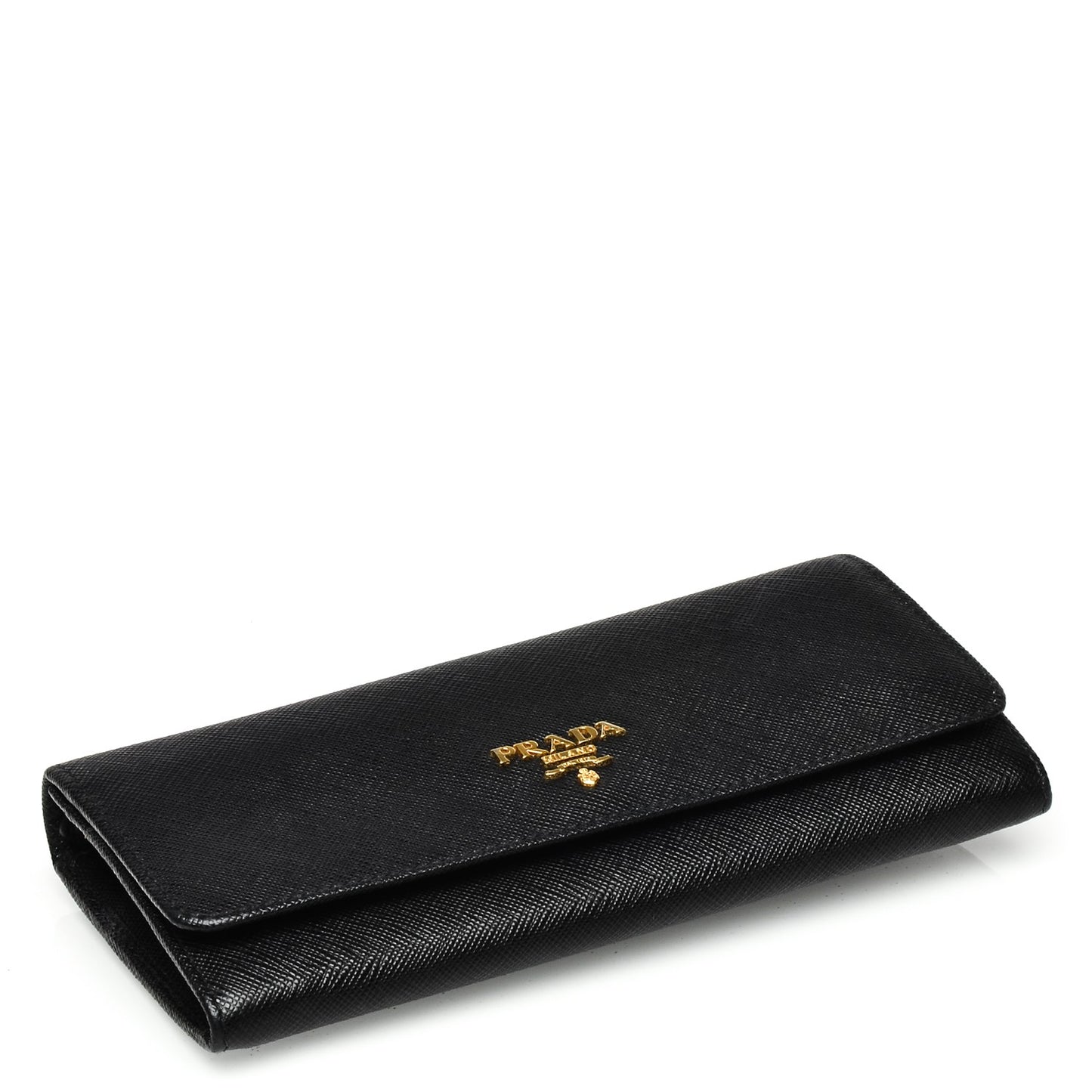 Saffiano Metal Continental Flap Wallet Nero Black