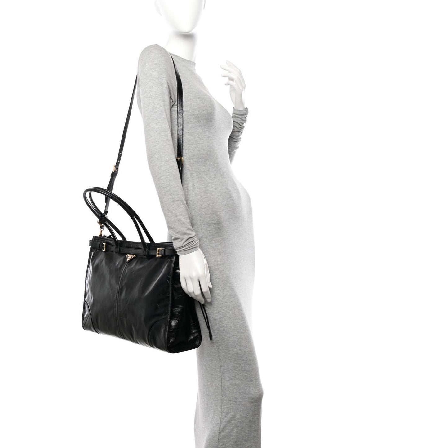 Shiny Nappa Large Bonnie Shoulder Bag Black