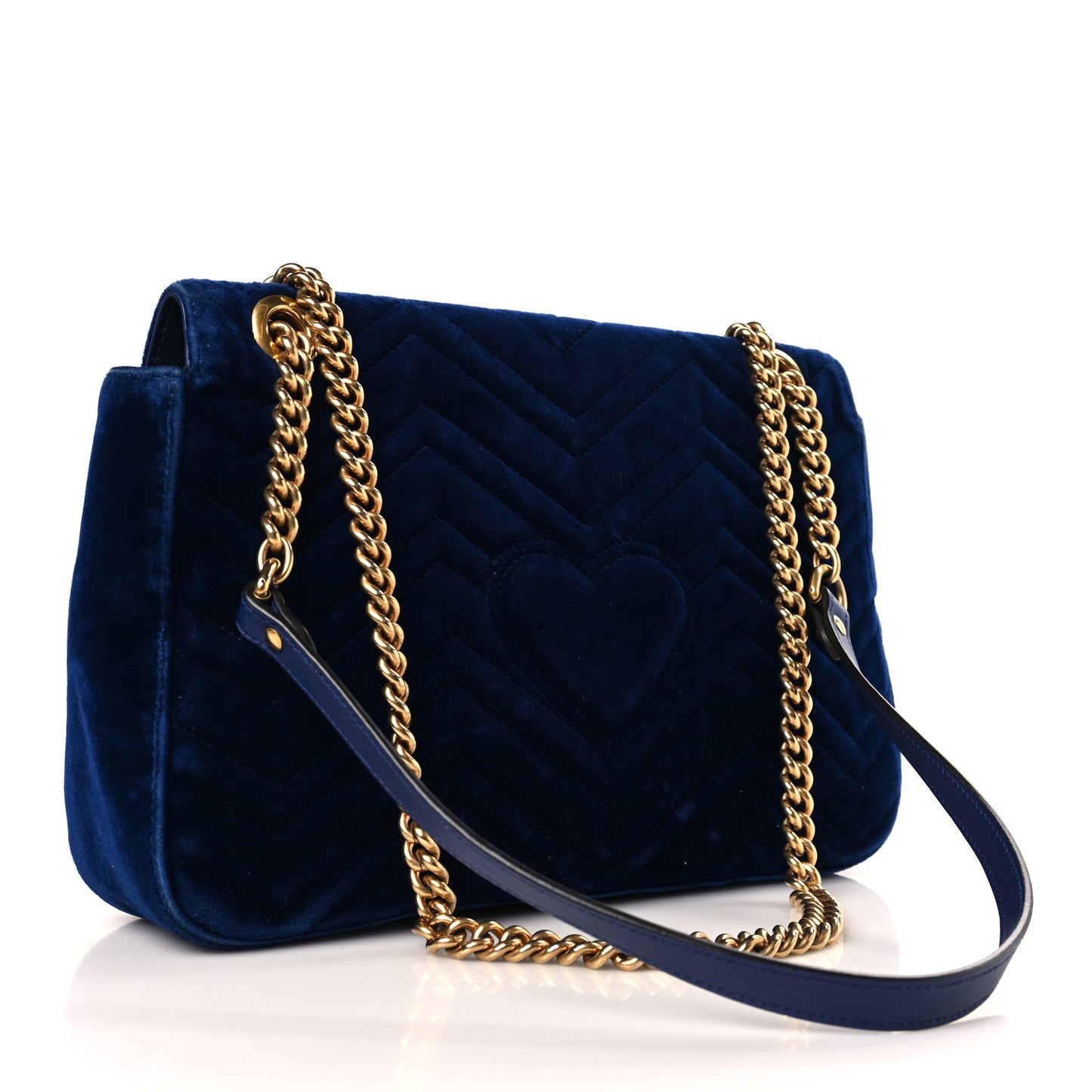 Velvet Matelasse Medium GG Marmont Shoulder Bag Cobalt Blue