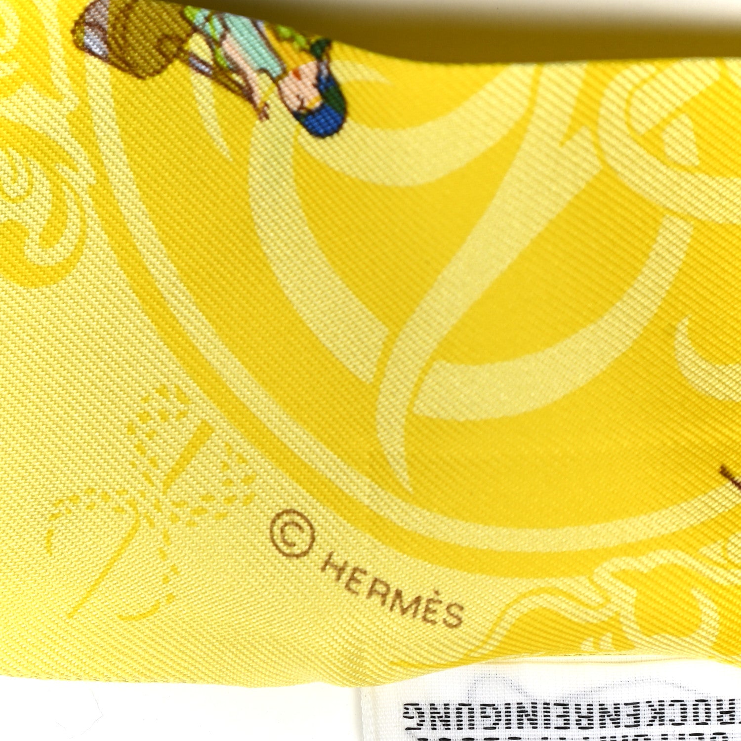 Hermes Silk Ex-Libris Les Parisie Twilly Jaune Soufre Gris 3 of 4
