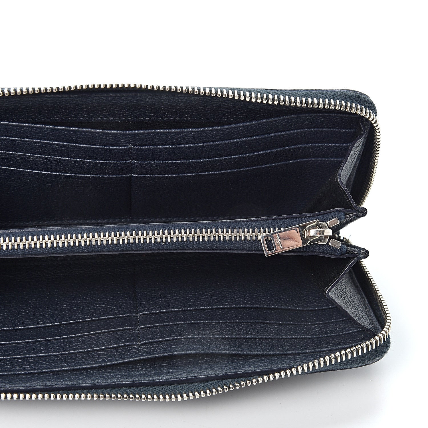 Saint Laurent Grained Calfskin Rive Gauche Zip Around Wallet Deep Marine 4 of 9