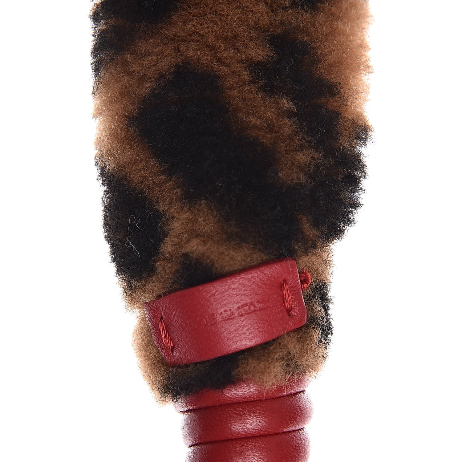 Fendi Shearling Macro FF 1974 Diagonal Strap You Brown Red 4 of 4