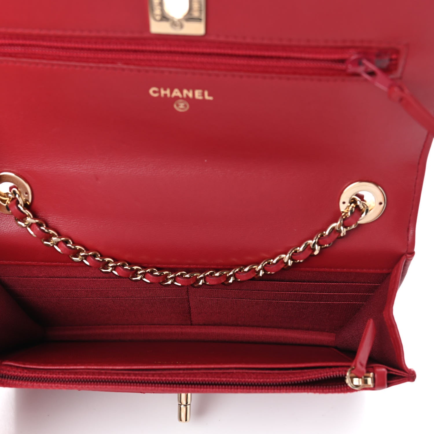 Chanel Lambskin Quilted Trendy CC Wallet On Chain WOC Red 5 of 9