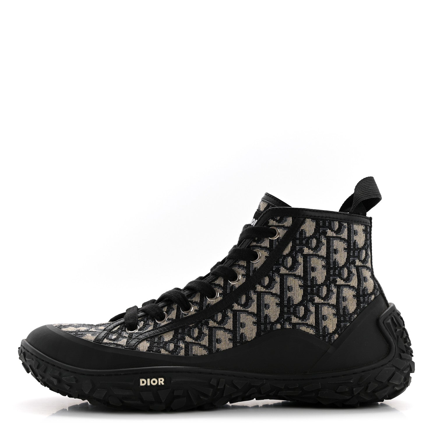Christian Dior Jacquard Rubber Oblique Mens B28 High Top Sneakers 42 Black Blue 1 of 9