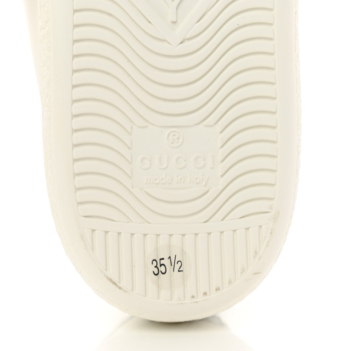 Calfskin Crocodile Web Womens Ace Sneakers 35.5 White Green